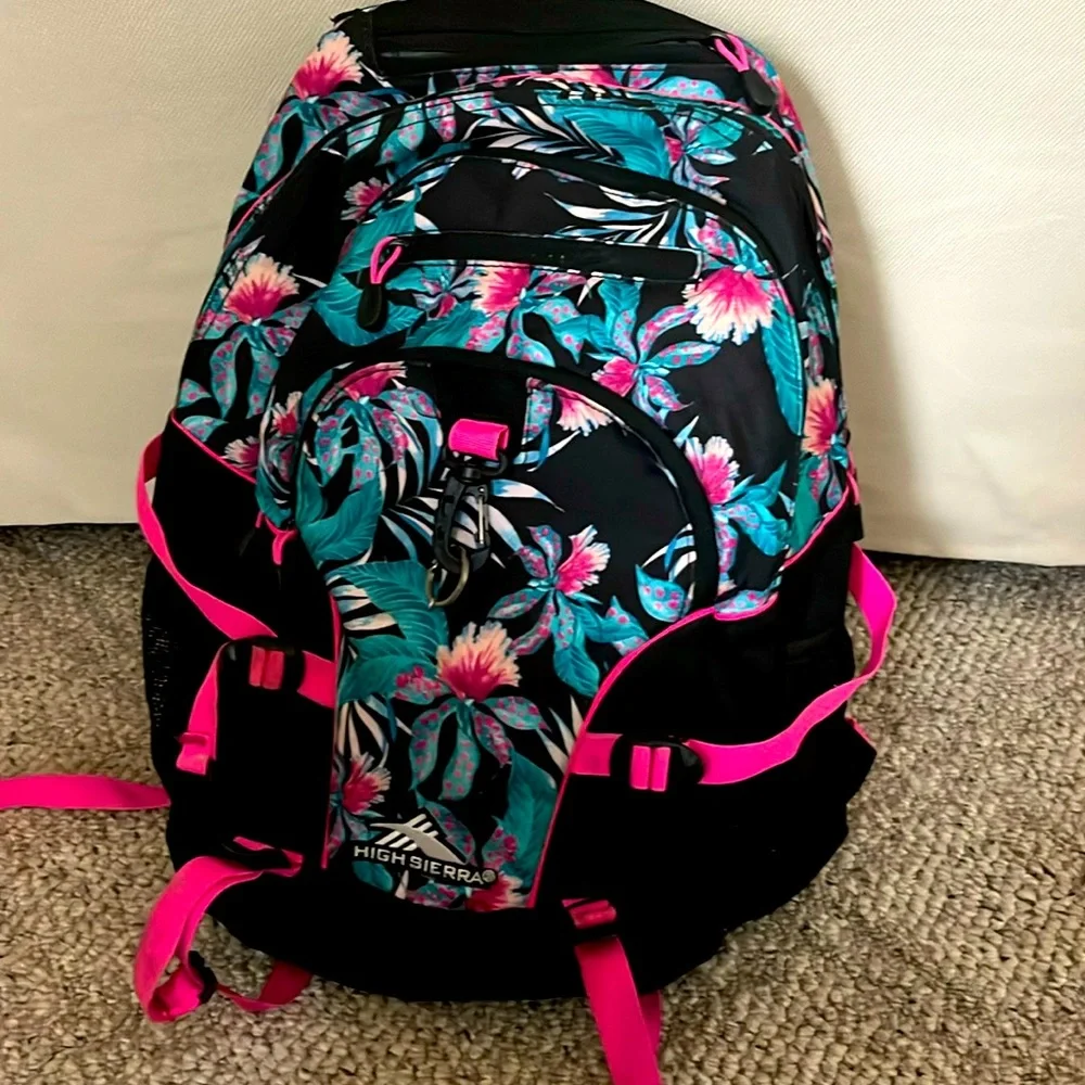 Bright Floral Backpack - Girls / Boys / Kids - 3 large compartments